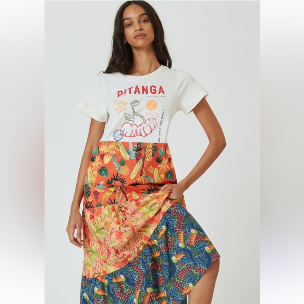 Farm Rio graphic printed midi dress size small